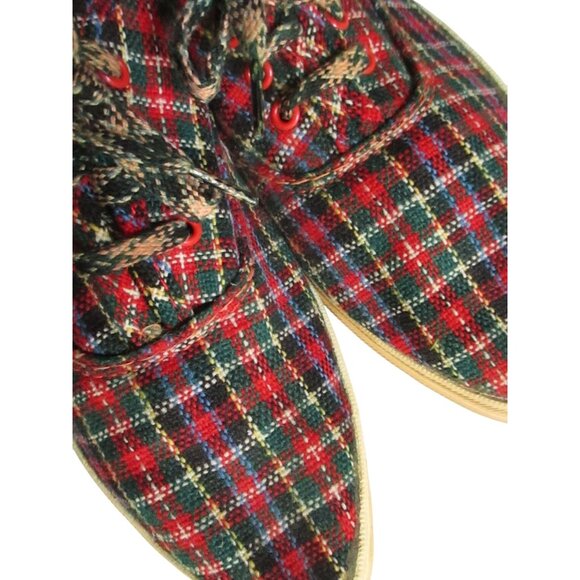 Vintage sz 5 Keds Womens Plaid Canvas Sneakers 1970's Scottish New Wave Punk - Picture 9 of 11